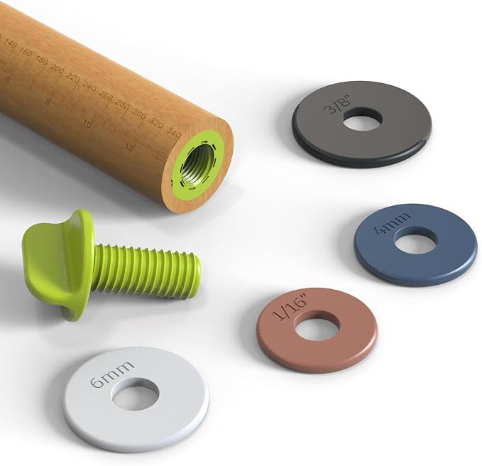 Rolling Pin with Adjustable Thickness Ring and Silicone Baking Mat - Image 9