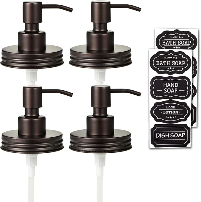 Amolliar Mason Jar Liquid Soap Dispenser Pump Lid, Stainless Steel Pump by Amolliar