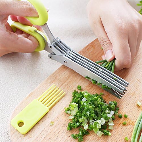 SourceTon 5-Blade Herb Scissors 2 Pack - Heavy Duty Kitchen Shears