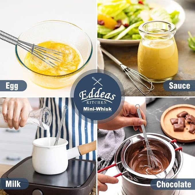 Eddeas Mini whisk, Small Whisk 2 Pieces, 5in and 7in 304 Stainless steel Wire - Image 3