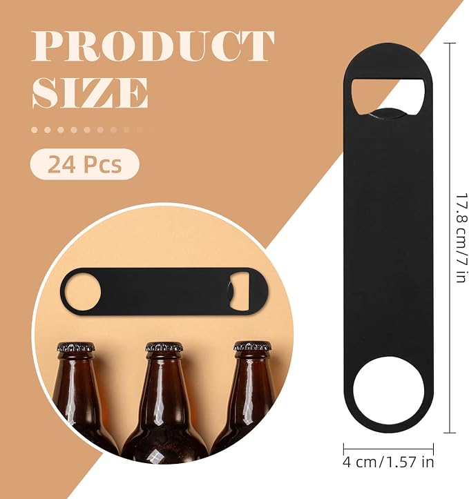 24 Pack Flat Beer Bottle Opener 7 inch Heavy Duty Stainless Steel Flat Bottle - Image 2
