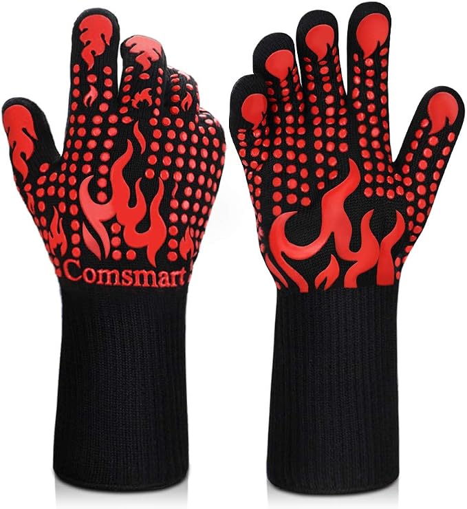Comsmart BBQ Gloves, 1472 Degree F Heat Resistant Grilling Gloves Silicone by Comsmart