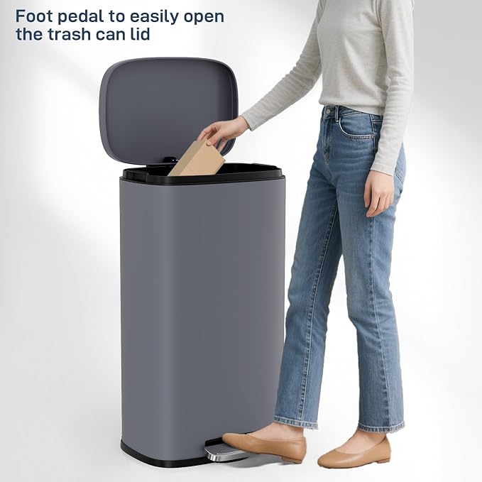 Arlopu 8 Gallon Step Trash Can, Stainless Steel Garbage Bin, Soft-Close Rubbish - Image 6
