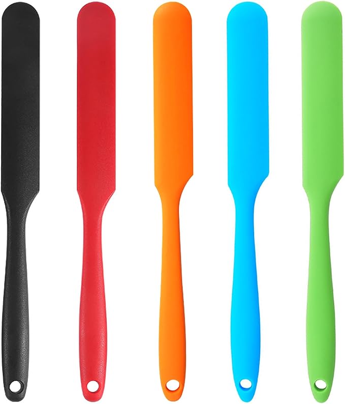 【5 Pack】Silicone Jar Spatula, Long Handle Jar Scraper Spurtle, Sourdough Spatula by Kunovo