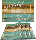 Farmhouse Teal Placemats Set of 4 Thankful Blessed Table Mats