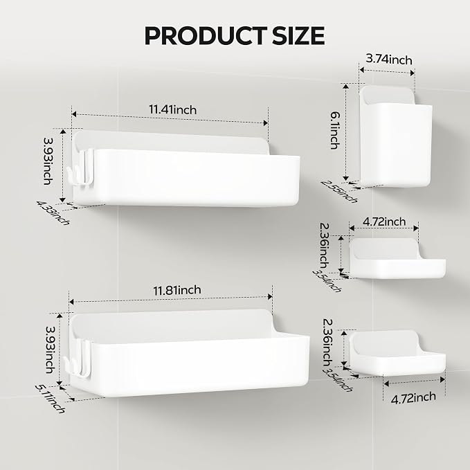 Nieifi Adhesive Wall Shelf, Shower Shelves 5 Pack - Image 2