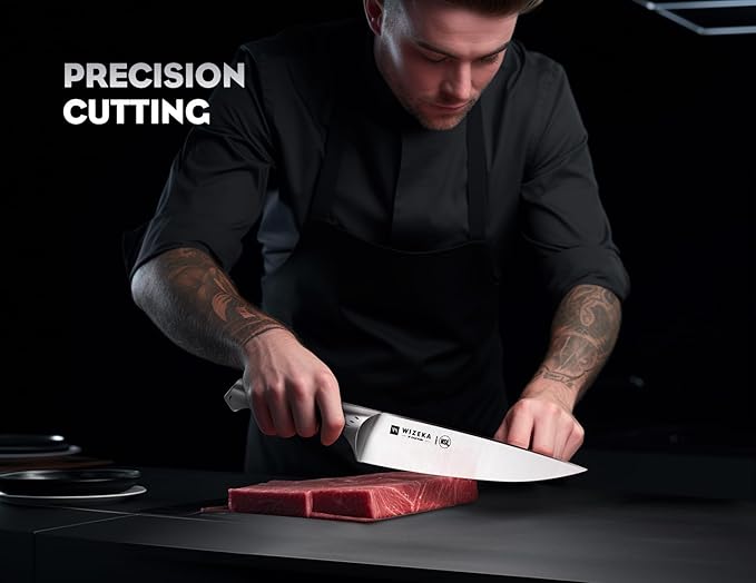 WIZEKA Kitchen Knife Set with Block: Razor Sharp 15 Pcs Professional Chef Knife - Image 7