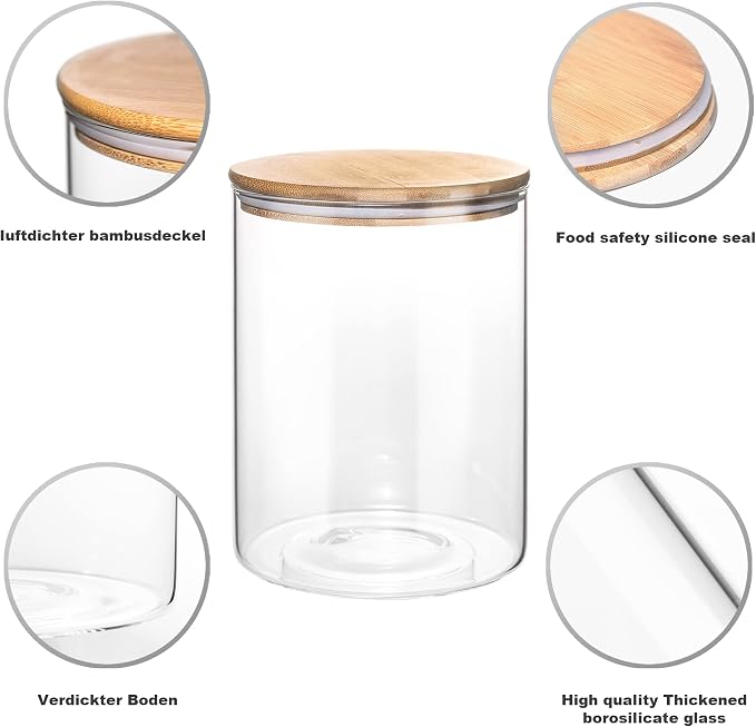 YUNCANG Glass Storage Jars, 2 PACK -108oz/3200ml Clear Glass Food Storage - Image 4
