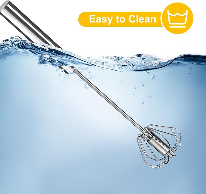 Egg Whisk, 2 Pack Stainless Steel Home Kitchen Tool, Hand Easy Whisk Egg Beater - Image 4