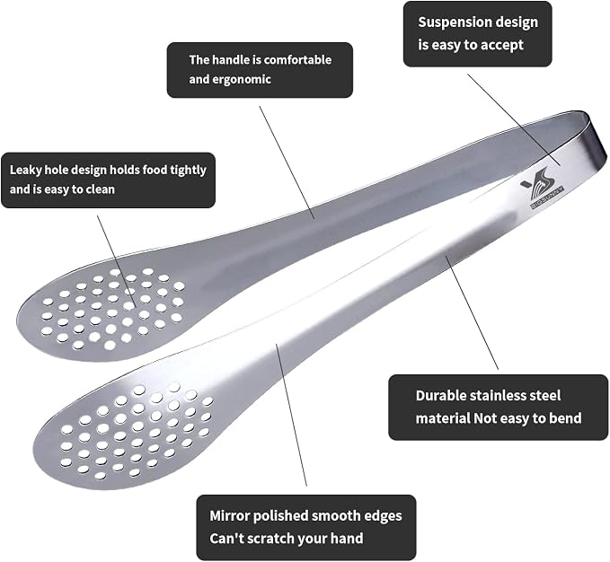 MSY BIGSUNNY 7inch Food Serving Tongs Stainless Steel Buffet Tongs - Image 2