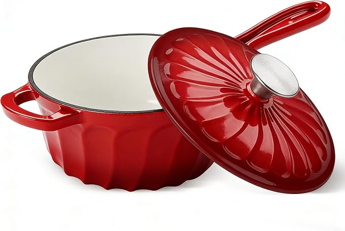 Enameled Cast Iron Sauce Pan, 2 Quart Enameled Saucepan by NSIRONS