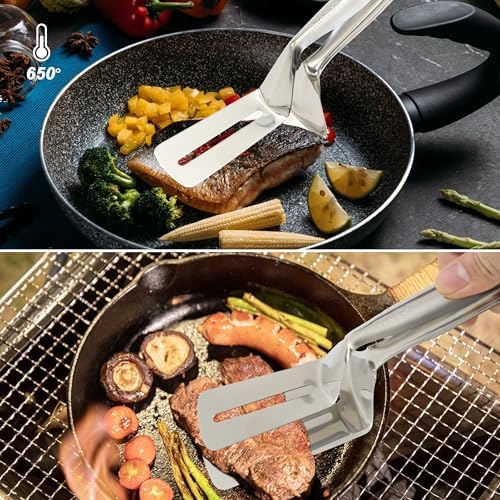Dual-Purpose Nylon Egg Flipper Spatula & Stainless Steel Fish Turner