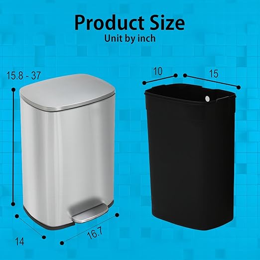 BestMassage 13 Gallon Stainless Steel Trash Can - Image 7