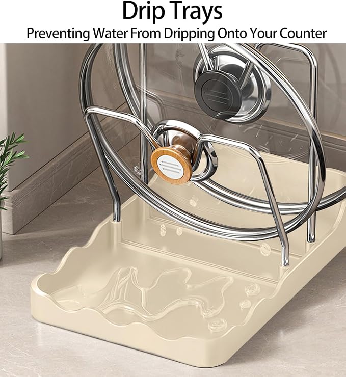 Pot lid Holder And Spoon Rest, 2 Layers Lid And Spoon Rest Pot Lid Organizer - Image 3