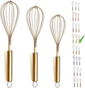 Berglander Gold Whisk Pack of 3 Stainless Steel 8", Titianium Plating Whisks by Berglander