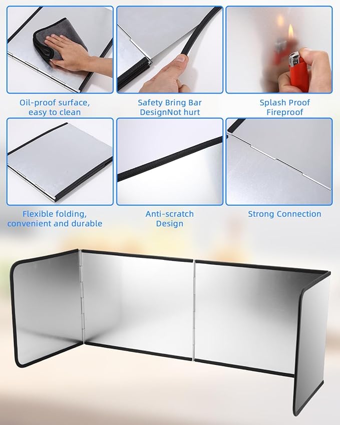 4 Sided Splatter Guard Foldable Stainless Steel Stove Splash Guard 11.8″ Height - Image 5