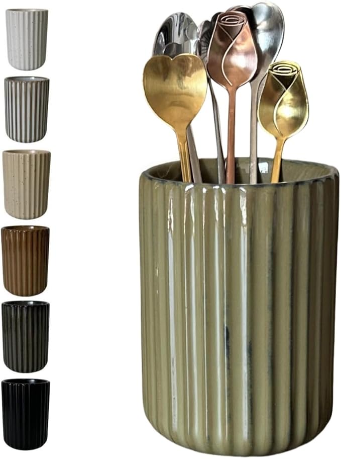 TOPYOKK Stoneware Coffee Bar Utensil Holder Tea & Coffee Spoon & Stirrer Holder by TOPYOKK