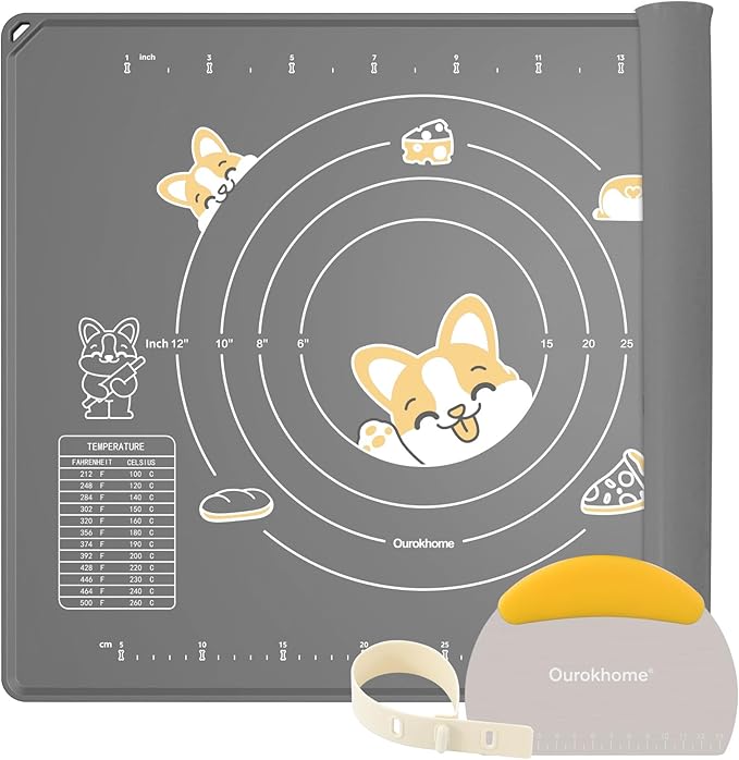 Ourokhome Silicone Baking Mat Sheet and Pastry Dough Cutter, 0.5 Inch Thick by Ourokhome