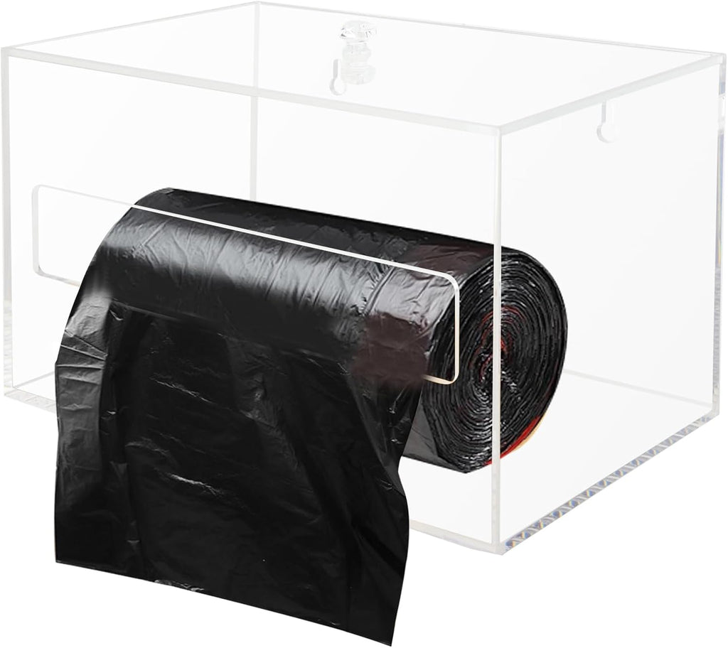 Trash Garbage Bag Holder Dispenser Clear Acrylic Organizer Wall Mount