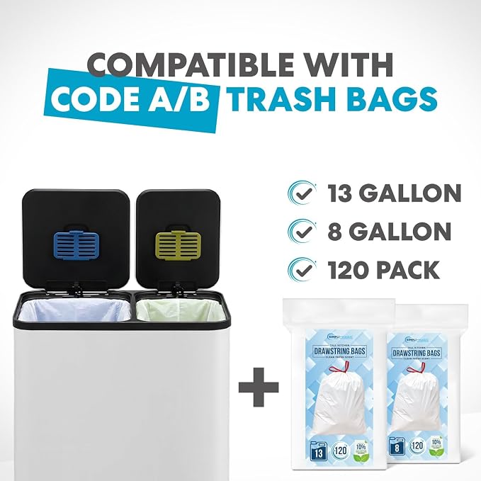 Simpli-Magic 70 Liter / 18.5 Gallon Rectangular Hands-Free Dual Compartment - Image 2