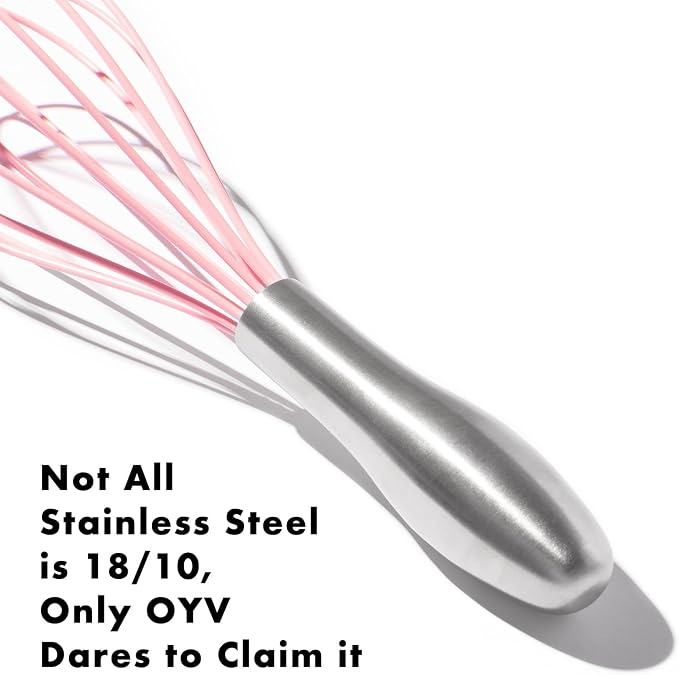 OYV 10-Inch Pink Silicone Whisk, Heat Resistant 480°F Kitchen Whisk - Image 6