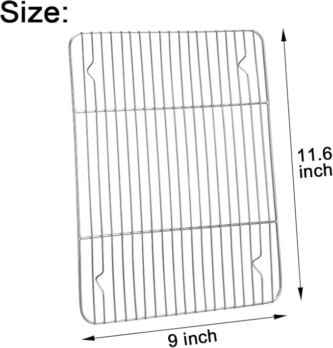 E-far Baking Cooling Rack Set of 2, Stainless Steel Metal Roasting Cooking Racks - Image 2