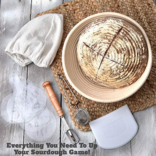 9 Inch Bread Banneton Proofing Basket Set - Round Sourdough Baking