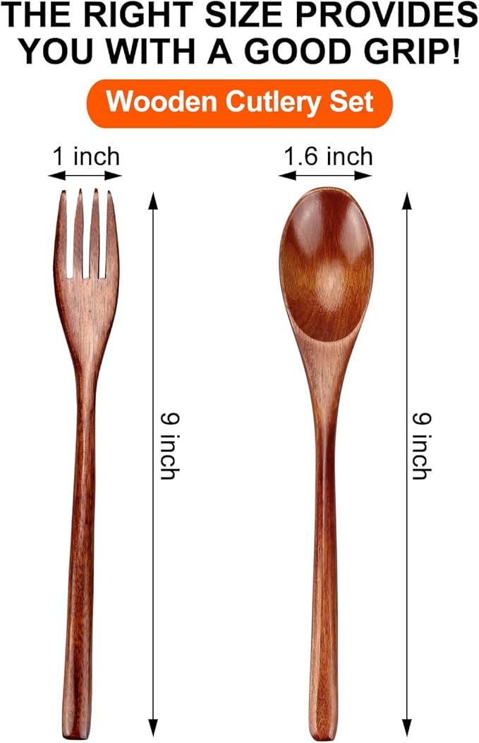 12 Pieces Wooden Forks and Spoons - Image 6