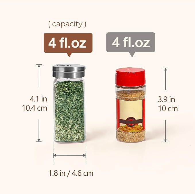 ComSaf Spice Jars with Shaker lids Adjustable, 4oz 6PCS, 9 DIY Labels, Spice - Image 3