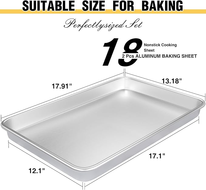 Commercial Quality Baking Sheet Pan Set, Natural Aluminum Cookie Sheet - Image 8
