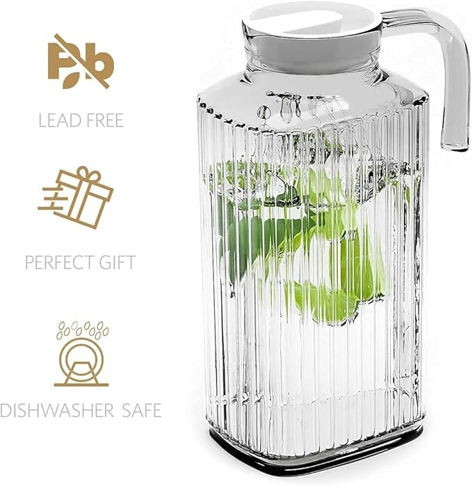 Fridge Pitcher Set of 2– 60 OZ. Glass Water Pitcher - Image 2