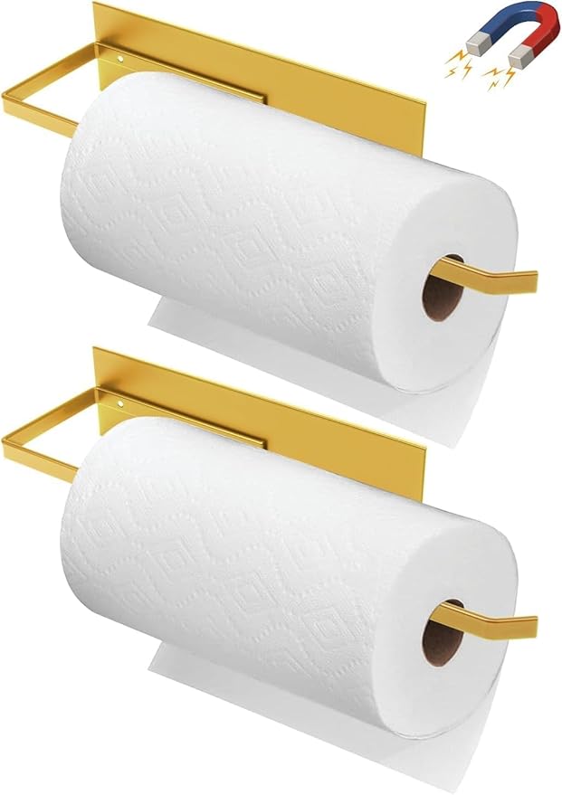 Paper Towel Holder Gold, Magnetic Paper Towel Holder by SeropyDirect