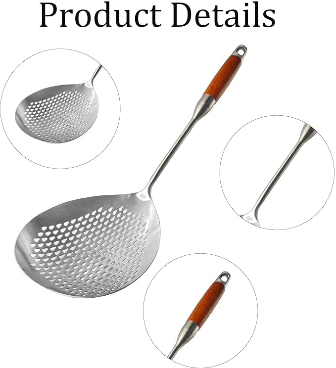 Stainless Steel Skimmer Slotted Spoon, Spider Strainer Ladle - Image 3