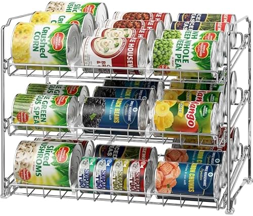 Simple Houseware 3-Tier Stackable Can Organizer Rack Hold 36 Cans, Chrome