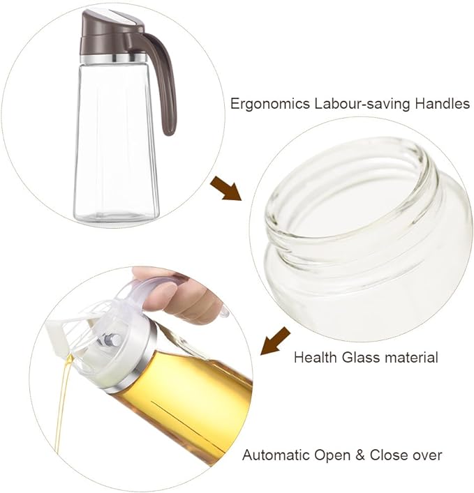 Marbrasse Auto Flip Olive Oil Dispenser Bottle, 20 OZ Leakproof Condiment - Image 4