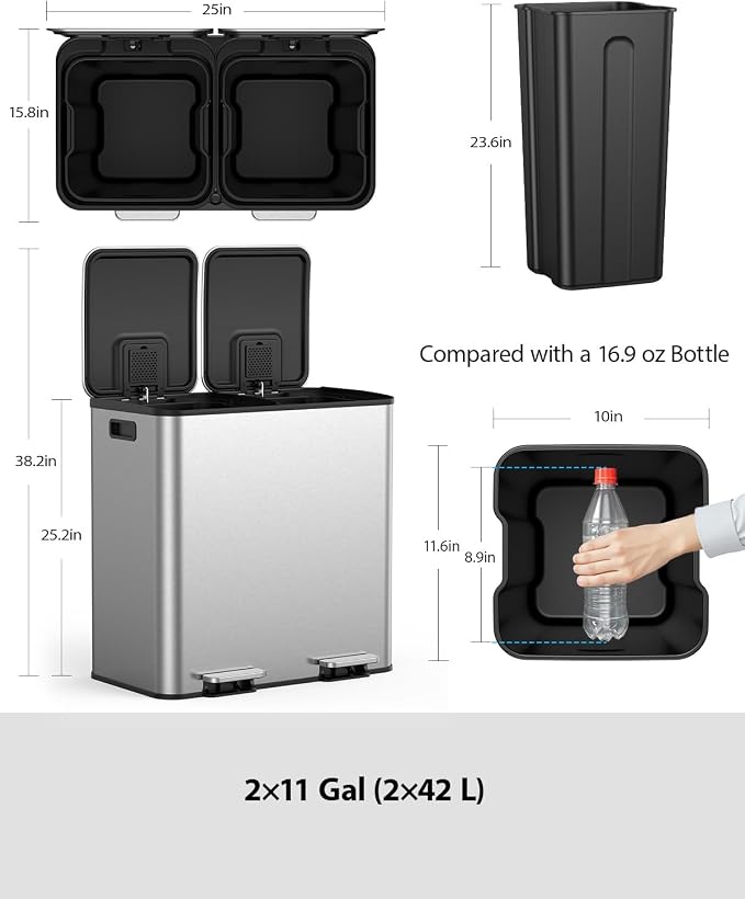 Lovewind Dual Trash and Recycling Bins - Image 7