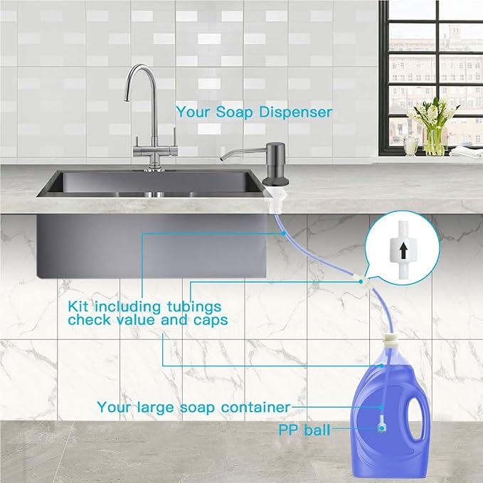 OHiHi Dish Soap Dispenser for Kitchen Sink, Countertop Sink Soap Dispenser - Image 3