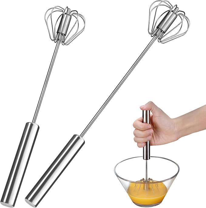 Egg Whisk, 2 Pack Stainless Steel Home Kitchen Tool, Hand Easy Whisk Egg Beater by JLiup