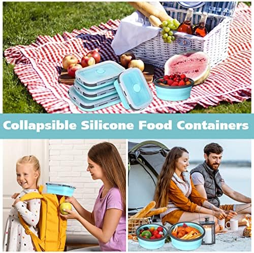 Mimorou 8 Pcs Collapsible Food Storage Containers Foldable Silicone