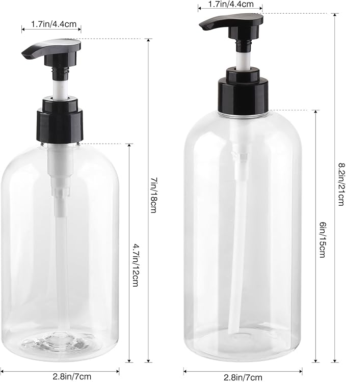 Empty Plastic Pump Bottles Dispenser 2 Pack Clear Refillable Pump Bottle - Image 2