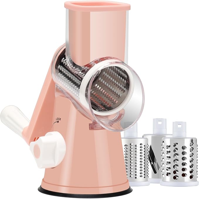 Rotary Cheese Grater with Handle, Round Mandoline Speed Kitchen Slicer by Ancevsk