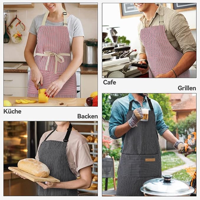 NLUS 2 Pack Kitchen Cooking Aprons, Adjustable Bib Soft Chef Apron - Image 7
