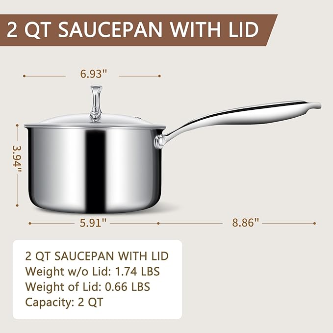 EWFEN 3 Ply Stainless Steel Saucepan - Image 2