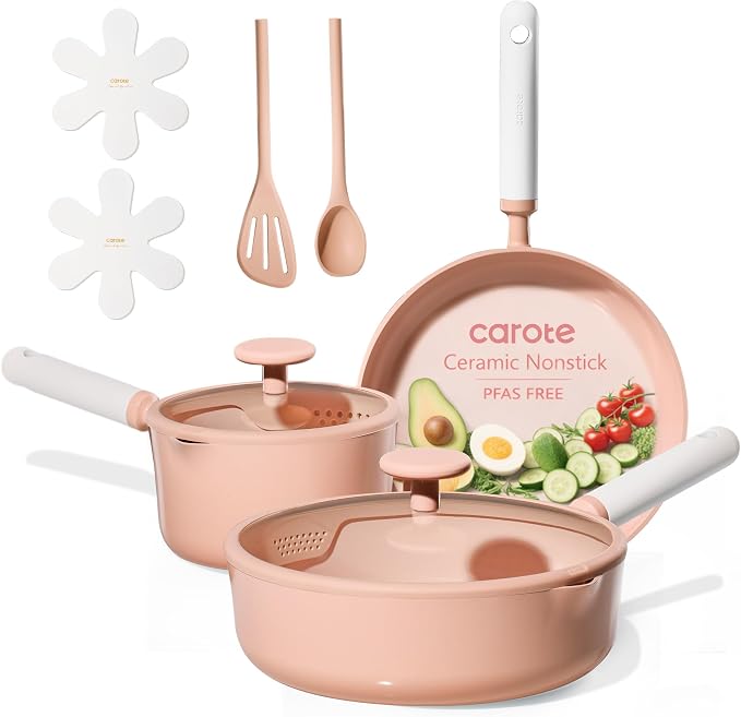 CAROTE Ceramic Cookware Set Nonstick, Non-Toxic & PFAS-Free, Dishwasher by CAROTE