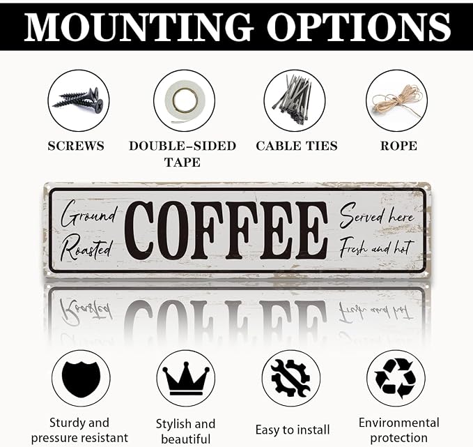 Coffee Signs for Coffees Corner Decor, Ground Roasted Coffee Served Here Sign - Image 3