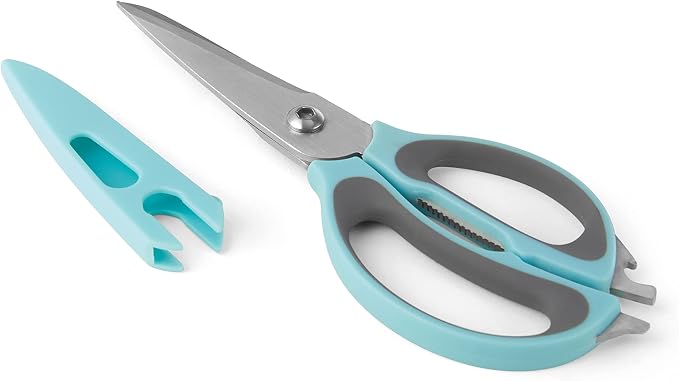 Farberware 4-in-1 Kitchen Shears, Aqua and Gray - Image 2