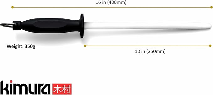 Kimura Professional Ceramic Honing Rod, 10 inch Honing Steel, Ceramic Knife - Image 3