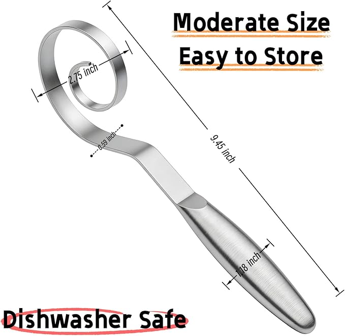 TEEVEA Seamless Danish Dough Whisk Stainless Steel Sourdough Bread Pizza Pastry - Image 8