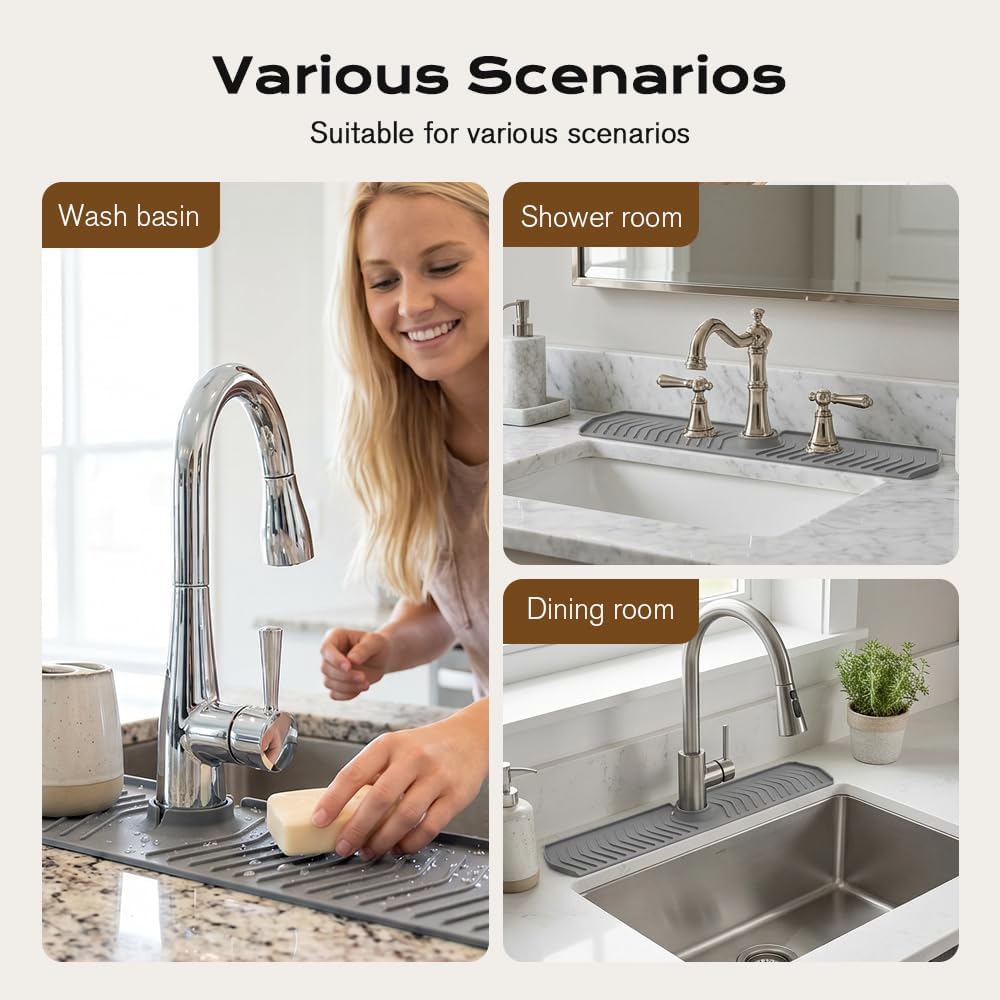 Kitchen Sink Faucet Mat, 2025 New Foldable Faucet Mat for Kitchen