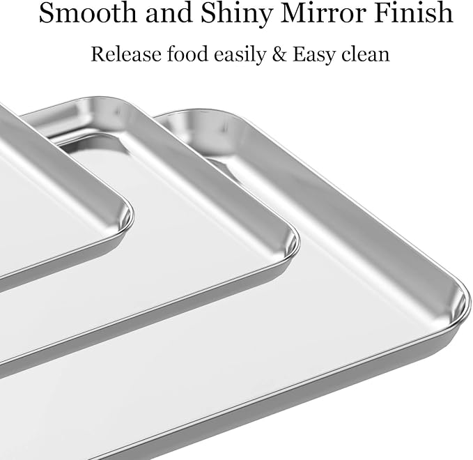 Wildone Baking Sheet Set of 3, Stainless Steel Cookie Sheet Cooking Sheet Pan - Image 3